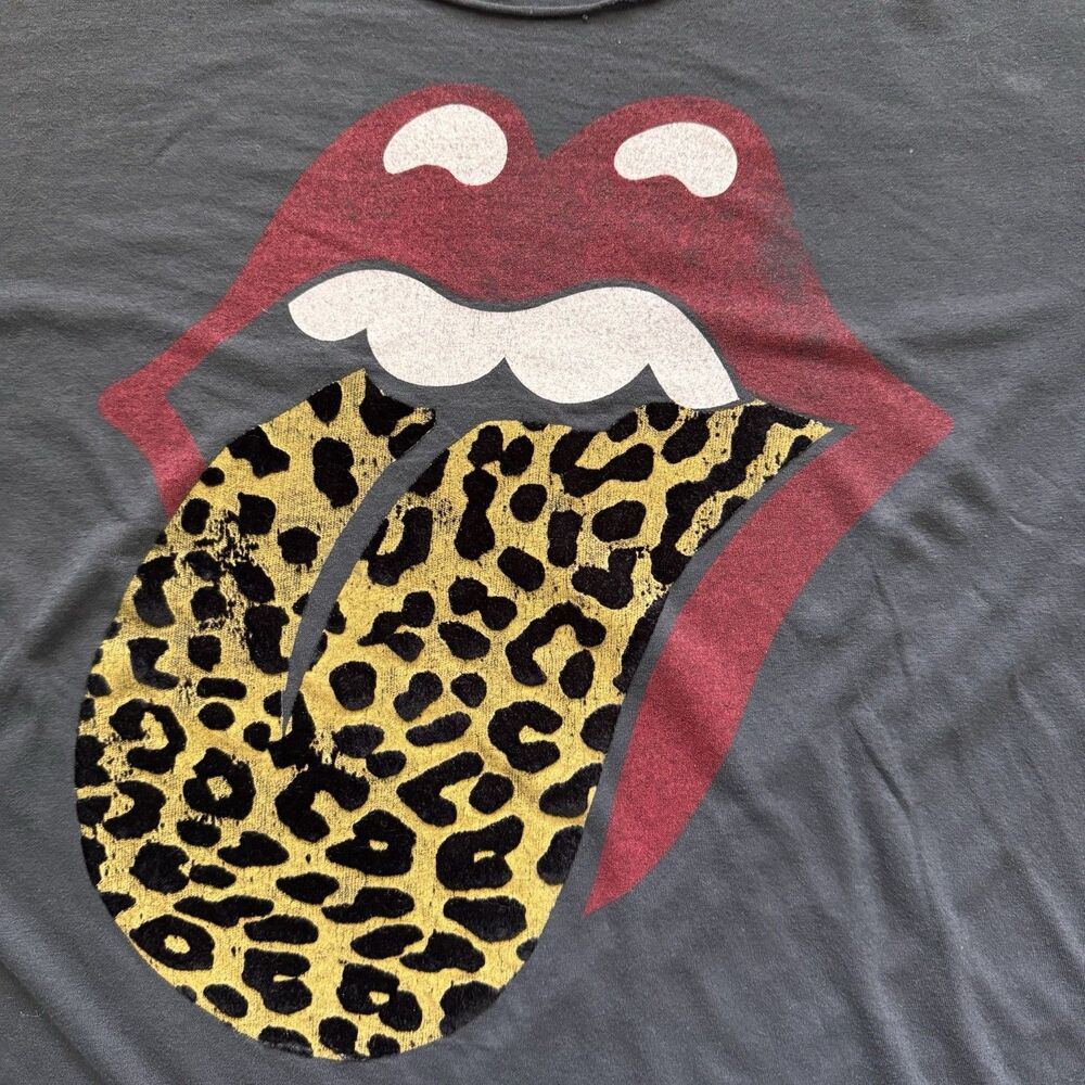 Free People x Daydreamer Rolling Stones Leopard Band T-shirt Sz S Rock Metal - Picture 5 of 16